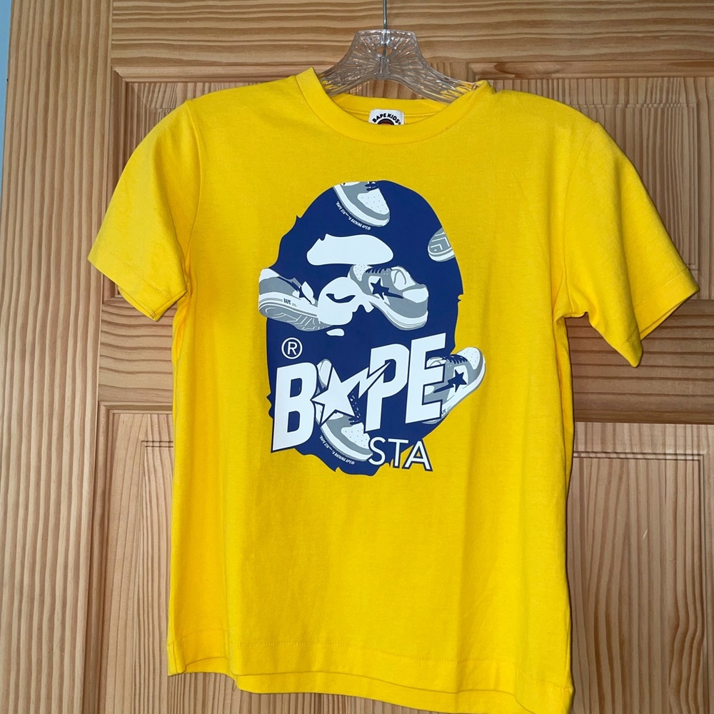 Authentic Kids Bape STA Shirt Gold/Yellow Size 140